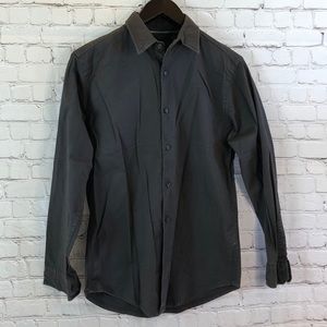 J Ferrar Gray Striped Button Down Shirt Long Sleeve Large